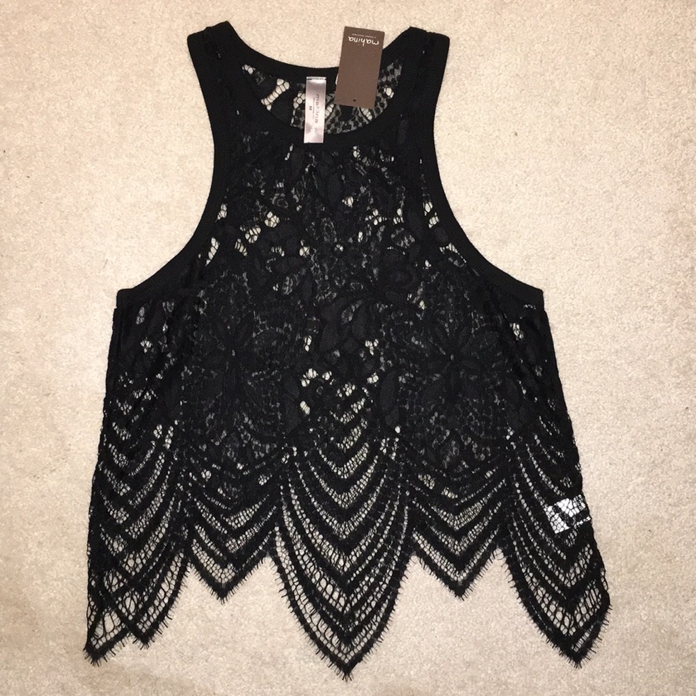 Black lace tank top sz M
